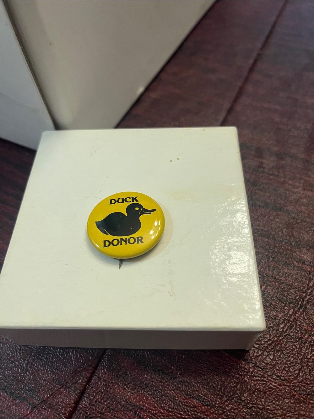 Vintage 1980’s Heifer Project International Yellow Duck Donor Button Pin